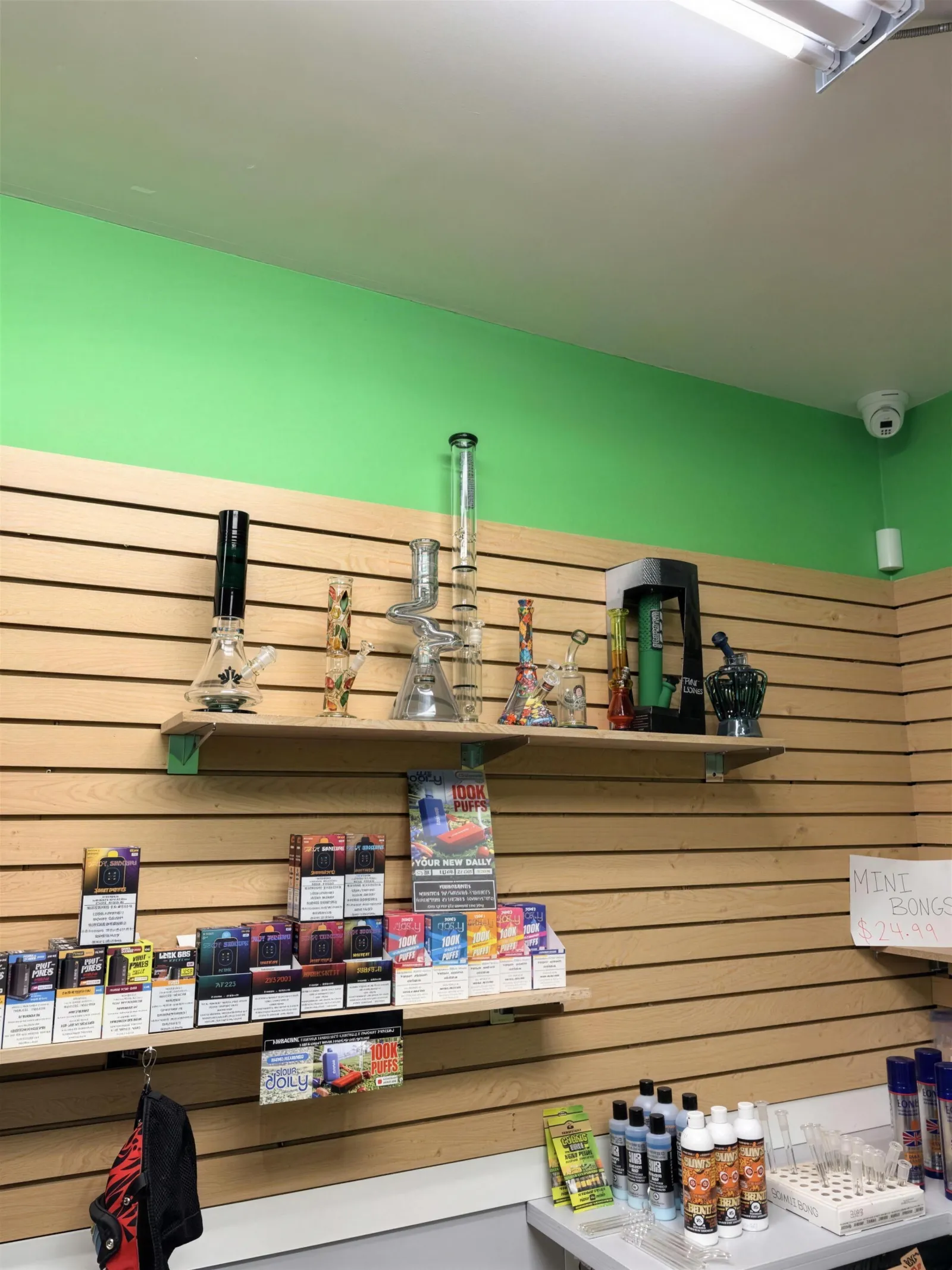 Inside Puff Paradise Ellice Ave — product displays