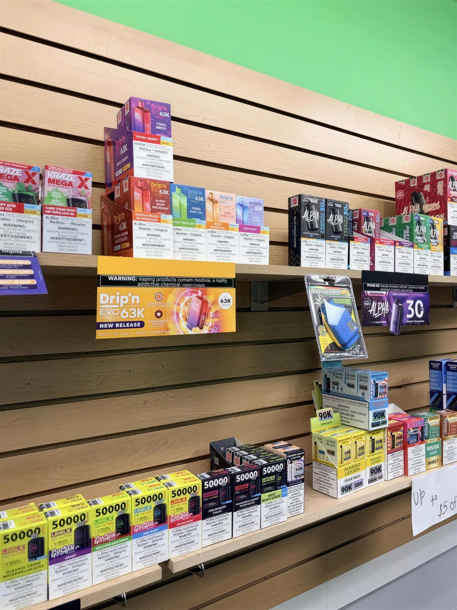 Inside Puff Paradise — fully stocked shelves